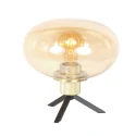 Steinhauer Tischleuchte REFLEXION, Ø 22cm, E27, IP20, mit Schnurschalter, Rauchglas teilverspiegelt, messing