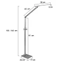 Steinhauer LED Stehleuchte SERENADE, 8W 2200-4000K (CCT) 810lm, mit Gelenkarm + Push-Dimmer, stahl gebürstet / alu