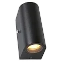 Steinhauer Außenwandleuchte LOGAN, IP54, Up/Down, mit Dämmerungs-Sensor, rund, inkl 2x GU10 LED 4W 2700K 345lm (schaltbar), Schwarz