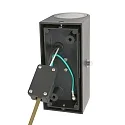 Steinhauer Außenwandleuchte LOGAN, IP54, Up/Down, mit Dämmerungs-Sensor, rund, inkl 2x GU10 LED 4W 2700K 345lm (schaltbar), Schwarz