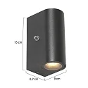 Steinhauer Außenwandleuchte LOGAN, IP54, Up/Down, mit Dämmerungs-Sensor, rund, inkl 2x GU10 LED 4W 2700K 345lm (schaltbar), Schwarz