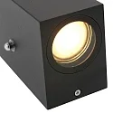 Steinhauer Außenwandleuchte LOGAN, IP54, Up/Down, mit Dämmerungs-Sensor, eckig, inkl 2x GU10 LED 4W 2700K 345lm (schaltbar), Schwarz