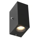 Steinhauer Außenwandleuchte LOGAN, IP54, Up/Down, mit Dämmerungs-Sensor, eckig, inkl 2x GU10 LED 4W 2700K 345lm (schaltbar), Schwarz
