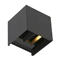 Steinhauer LED Außenwandleuchte LOGAN, IP54, Up/Down, mit Dämmerungs-Sensor, 2x 3W 2700K 240lm, verstellbar, schwarz matt / gold matt