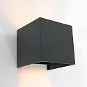 Steinhauer LED Außenwandleuchte LOGAN, IP54, Up/Down, mit Dämmerungs-Sensor, 2x 3W 2700K 240lm, verstellbar, schwarz matt / gold matt