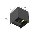 Steinhauer LED Außenwandleuchte LOGAN, IP54, Up/Down, mit Dämmerungs-Sensor, 2x 3W 2700K 240lm, verstellbar, schwarz matt / gold matt