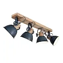 Wand- und Deckenleuchte GEARWOOD, 4-flammig, 4x E27, Kautschuk-Holz natur / Metall, grau matt / innen weiß
