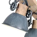 Mexlite Wand- und Deckenleuchte GEARWOOD, 4-flammig, 4x E27, Kautschuk-Holz natur / Metall, grau matt / innen weiß