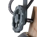 Mexlite Wand- und Deckenleuchte GEARWOOD, 4-flammig, 4x E27, Kautschuk-Holz natur / Metall, grau matt / innen weiß