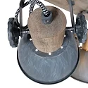 Mexlite Wand- und Deckenleuchte GEARWOOD, 4-flammig, 4x E27, Kautschuk-Holz natur / Metall, grau matt / innen weiß