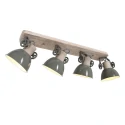 Mexlite Wand- und Deckenleuchte GEARWOOD, 4-flammig, 4x E27, Kautschuk-Holz natur / Metall, grün glänzend / innen weiß