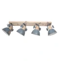 Mexlite Wand- und Deckenleuchte GEARWOOD, 4-flammig, 4x E27, Kautschuk-Holz natur / Metall, grün glänzend / innen weiß