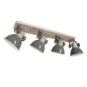 Mexlite Wand- und Deckenleuchte GEARWOOD, 4-flammig, 4x E27, Kautschuk-Holz natur / Metall, grün glänzend / innen weiß