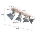 Mexlite Wand- und Deckenleuchte GEARWOOD, 4-flammig, 4x E27, Kautschuk-Holz natur / Metall, grün glänzend / innen weiß