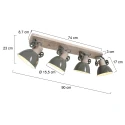 Mexlite Wand- und Deckenleuchte GEARWOOD, 4-flammig, 4x E27, Kautschuk-Holz natur / Metall, grün glänzend / innen weiß