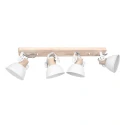 Mexlite Wand- und Deckenleuchte GEARWOOD, 4-flammig, 4x E27, Kautschuk-Holz natur / Metall, weiß