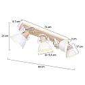 Mexlite Wand- und Deckenleuchte GEARWOOD, 4-flammig, 4x E27, Kautschuk-Holz natur / Metall, weiß