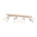 Mexlite Wand- und Deckenleuchte GEARWOOD, 4-flammig, 4x E27, Kautschuk-Holz natur / Metall, weiß