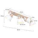 Mexlite Wand- und Deckenleuchte GEARWOOD, 4-flammig, 4x E27, Kautschuk-Holz natur / Metall, weiß