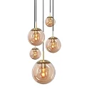 pendant luminaire BOLLIQUE 5 flames E27 IP20, amber, brass, black dimmable