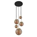 pendant luminaire BOLLIQUE 5 flames E27 IP20, amber, brass, black dimmable