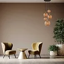 pendant luminaire BOLLIQUE 5 flames E27 IP20, amber, brass, black dimmable