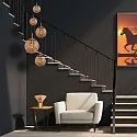 pendant luminaire BOLLIQUE 5 flames E27 IP20, amber, brass, black dimmable