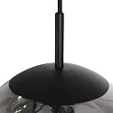 Steinhauer Pendelleuchte BOLLIQUE, 5-flammig, E27, Kugelschirme Ø 15/20/25/30cm, Rauchglas teilverspiegelt, schwarz gebürstet