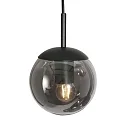 Steinhauer Pendelleuchte BOLLIQUE, 5-flammig, E27, Kugelschirme Ø 15/20/25/30cm, Rauchglas teilverspiegelt, schwarz gebürstet