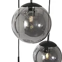 Steinhauer Pendelleuchte BOLLIQUE, 5-flammig, E27, Kugelschirme Ø 15/20/25/30cm, Rauchglas teilverspiegelt, schwarz gebürstet