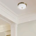 Steinhauer Deckenleuchte CEILING AND WALL 2779BR, IP20, Ø 30.5cm, E27, bronze / Struktur-Glas weiß matt