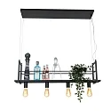 Mexlite pendant luminaire BUCKLEY 4 flames, with shelf E27 IP20, black matt dimmable
