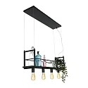 Mexlite pendant luminaire BUCKLEY 4 flames, with shelf E27 IP20, black matt dimmable