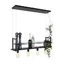 Mexlite pendant luminaire BUCKLEY 4 flames, with shelf E27 IP20, black matt dimmable