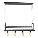 Mexlite pendant luminaire BUCKLEY 4 flames, with shelf E27 IP20, black matt dimmable