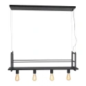 Mexlite pendant luminaire BUCKLEY 4 flames, with shelf E27 IP20, black matt dimmable