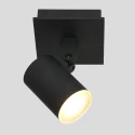 Steinhauer Aufbau-Strahler POINTS NOIRS, IP44, 1-flammig, inkl. GU10 LED 4.6W 2200-2700K 480lm, verstellbar, Dim-To-Warm, schwarz matt