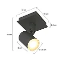 Steinhauer Aufbau-Strahler POINTS NOIRS, IP44, 1-flammig, inkl. GU10 LED 4.6W 2200-2700K 480lm, verstellbar, Dim-To-Warm, schwarz matt