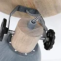 Mexlite Strahler-Rondell GEARWOOD, 3-flammig, 3x E27, verstellbar, Kautschuk-Holz / Metall, grau matt / innen weiß