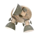 Strahler-Rondell GEARWOOD, 3-flammig, 3x E27, verstellbar, Kautschuk-Holz / Metall