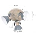 Strahler-Rondell GEARWOOD, 3-flammig, 3x E27, verstellbar, Kautschuk-Holz / Metall