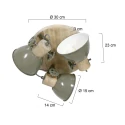 Strahler-Rondell GEARWOOD, 3-flammig, 3x E27, verstellbar, Kautschuk-Holz / Metall