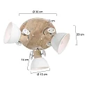 Mexlite Strahler-Rondell GEARWOOD, 3-flammig, 3x E27, verstellbar, Kautschuk-Holz / Metall, weiß matt