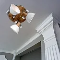 Mexlite Strahler-Rondell GEARWOOD, 3-flammig, 3x E27, verstellbar, Kautschuk-Holz / Metall, weiß matt
