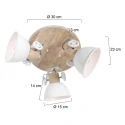 Mexlite Strahler-Rondell GEARWOOD, 3-flammig, 3x E27, verstellbar, Kautschuk-Holz / Metall, weiß matt