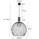 Mexlite Mexlite Pendant luminaire AUREOLE, 1 flame, with gold ring, 45cm, black