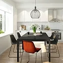 Mexlite Mexlite Pendant luminaire AUREOLE, 1 flame, with gold ring, 45cm, black