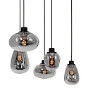 Steinhauer Pendelleuchte REFLEXION, 5-flammig, 5x E27, schwarz matt / Rauchglas teilverspiegelt