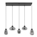 Steinhauer Pendelleuchte REFLEXION, 5-flammig, 5x E27, schwarz matt / Rauchglas teilverspiegelt