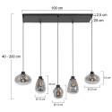 Steinhauer Pendelleuchte REFLEXION, 5-flammig, 5x E27, schwarz matt / Rauchglas teilverspiegelt
